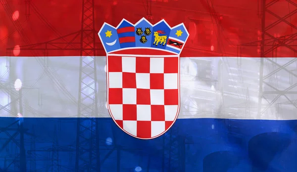 Hırvatistan bayrağı teknoloji çevre kavramı — Stok fotoğraf