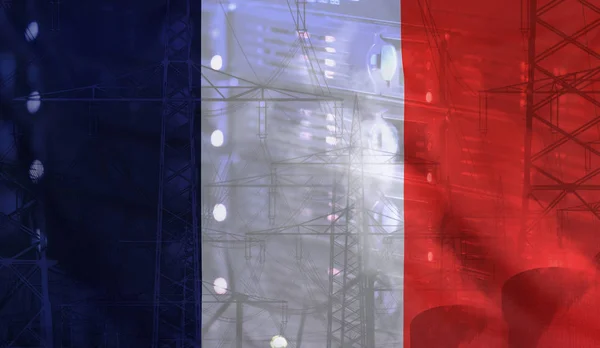 França Bandeira Tecnologia Ambiente Conceito — Fotografia de Stock