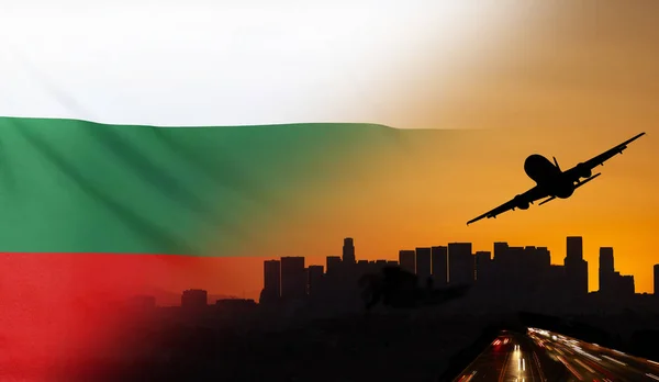 Bulgarije stof vlag reizen en vervoer Concept — Stockfoto