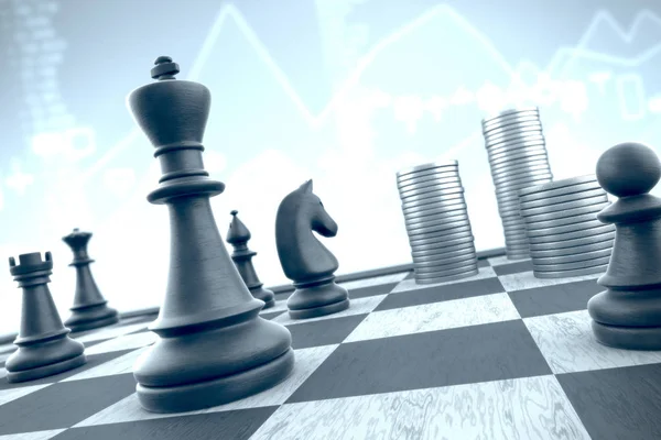 Framgångsrik schack taktik att uppnå business på blå infographics bakgrund — Stockfoto