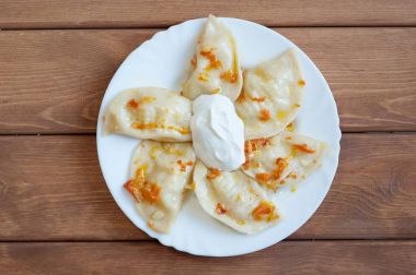 Varenyky patates, üstten görünüm.