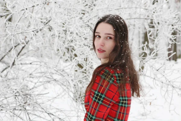 The girl in a red scarf — Stock Photo, Image