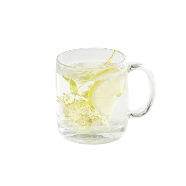 Lime tea with lemon in a glass cup — Stock Photo, Image