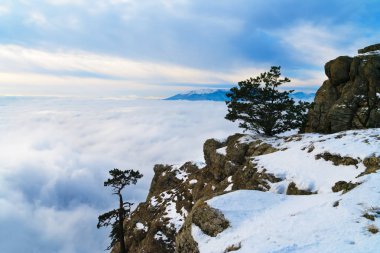 Dağlardan sis üst kısımları.