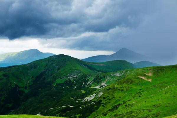Cloudy rainy sky in the Carpathian Mountains