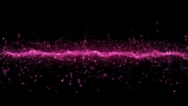 中心から飛び出る輝くピンク色の粒子 粒子の波 ループビデオの要約背景 — ストック動画