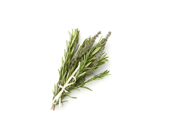 Composition Fragrant Herbs Rosemary Thyme Black Pink White Peppercorns Copper — 图库照片