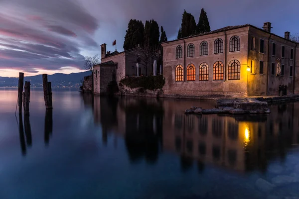 Punto Saint Vigilio Night Garda Lake — Foto Stock
