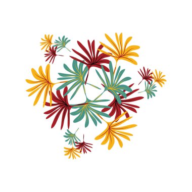 Şirin renkli yaprakları parlak bir buket 