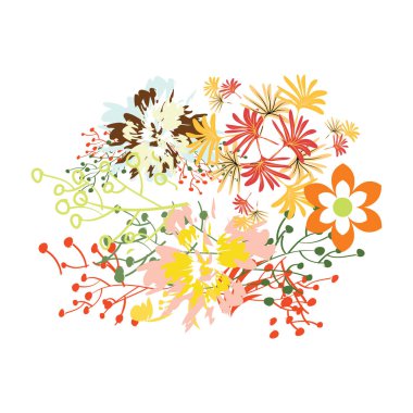 Sonbahar renklerinde sevimli yapraklar ve çiçeklerden oluşan büyük parlak bir buket.