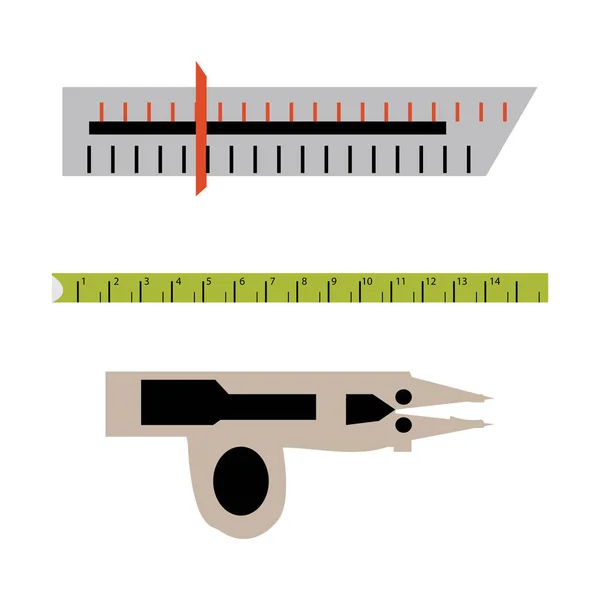 Set Length Measurement Device Isolated White Background Vector Image — Stock Vector