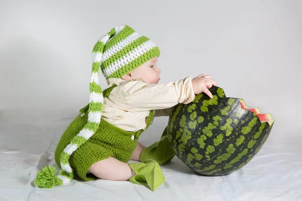 Watermelon green gnome Stock Image