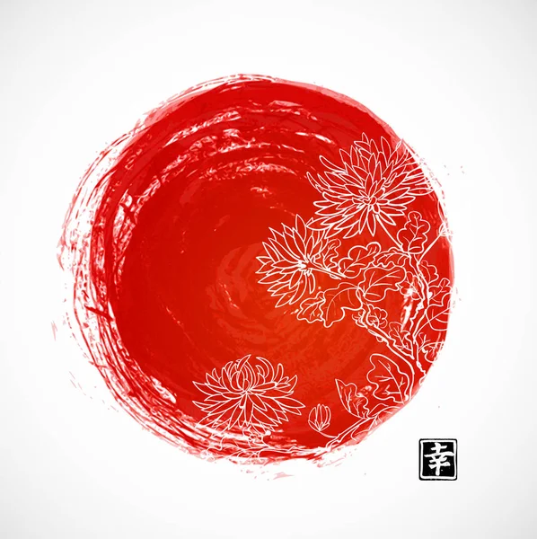 Tinta oriental tradicional Flores de crisantemo — Vector de stock