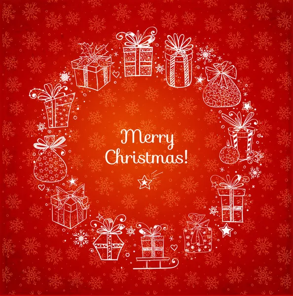 Carte de Noël avec coffrets cadeaux — Image vectorielle