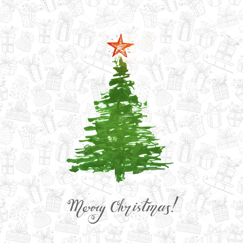 Cartão de Natal minimalista com árvore de Natal verde Vetor de ©Elinacious  129964402, image size:1024x1024