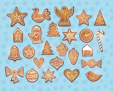 25 gerçekçi gingerbread çerezleri kümesi