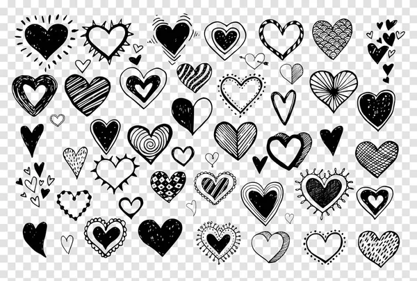 Collectie voor doodle schets hearts — Stockvector