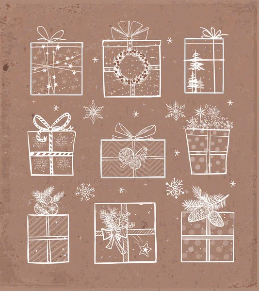 Set von Weihnachtsgeschenkboxen — Stockvektor