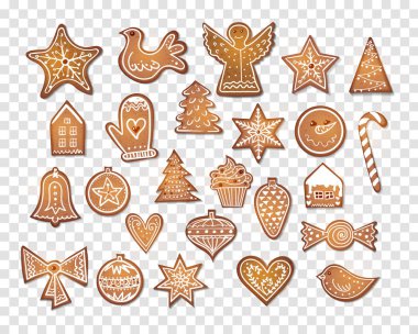 Gerçekçi gingerbread çerezleri kümesi