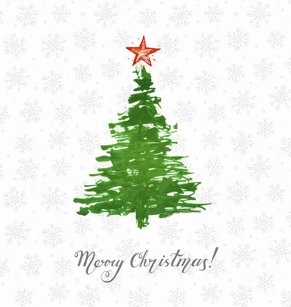 Christmas card with green christmas tree — Stock Vector