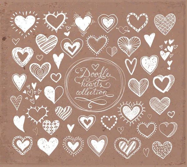 Collection of doodle sketch hearts — Stock Vector