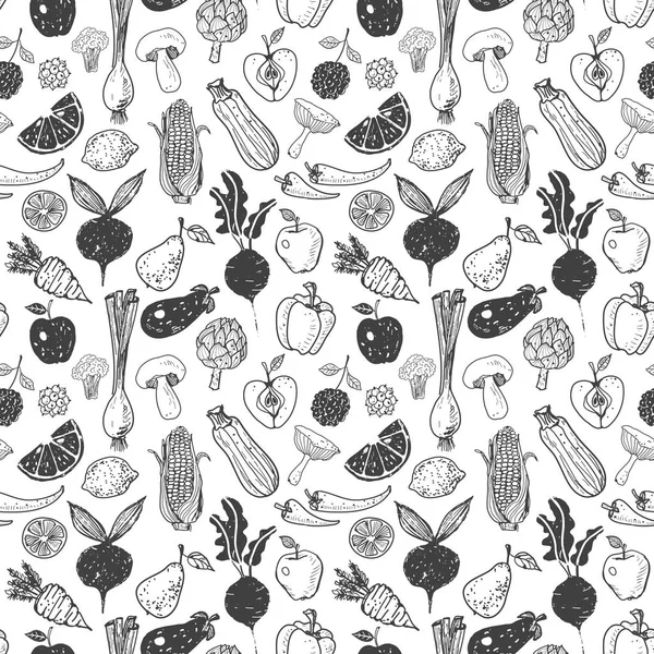 Doodle φρούτα και λαχανικά — Διανυσματικό Αρχείο