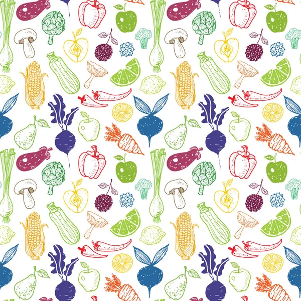 Frutta e verdura Doodle — Vettoriale Stock