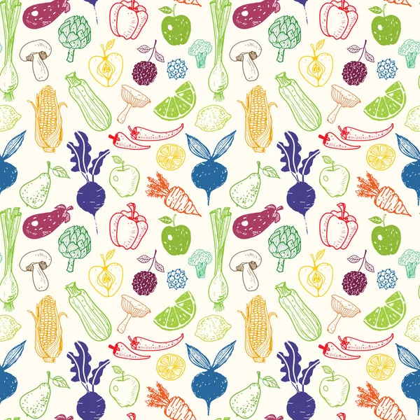 Doodle Obst und Gemüse — Stockvektor