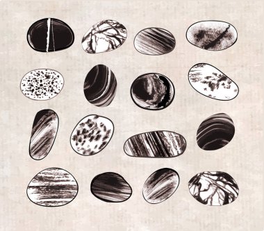 Çakıl taşları elle çizilmiş