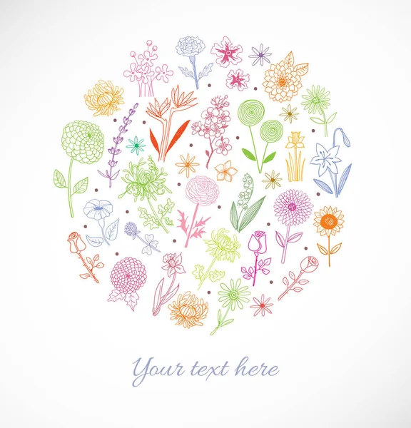 Sor doodle vázlat virágok — Stock Vector