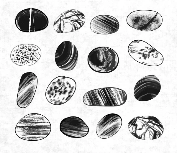 Piedras de guijarros mano dibujada — Archivo Imágenes Vectoriales