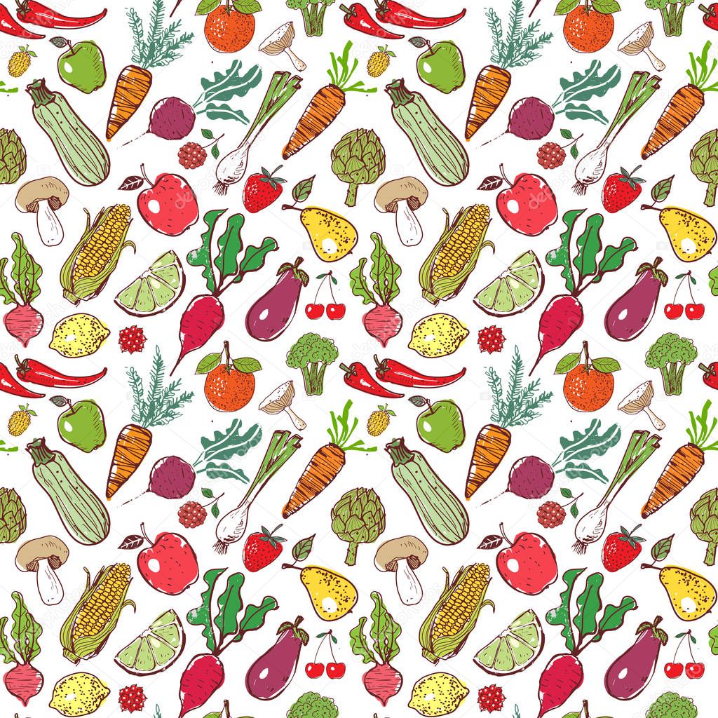 Doodle fruits and vegetables