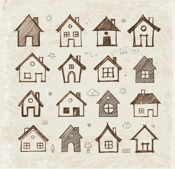 घरों के साथ कार्ड का डिजाइन — स्टॉक वेक्टर