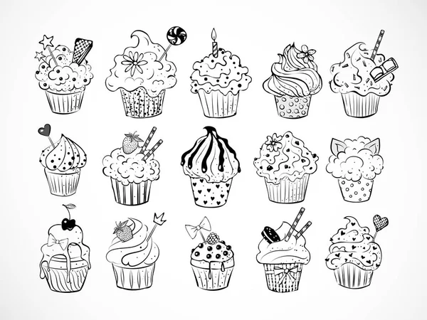 Textura sem costura com cupcakes — Vetor de Stock