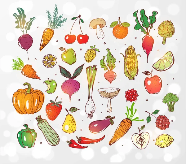 Λαχανικά και φρούτα χωρίς ραφή πρότυπο — Διανυσματικό Αρχείο