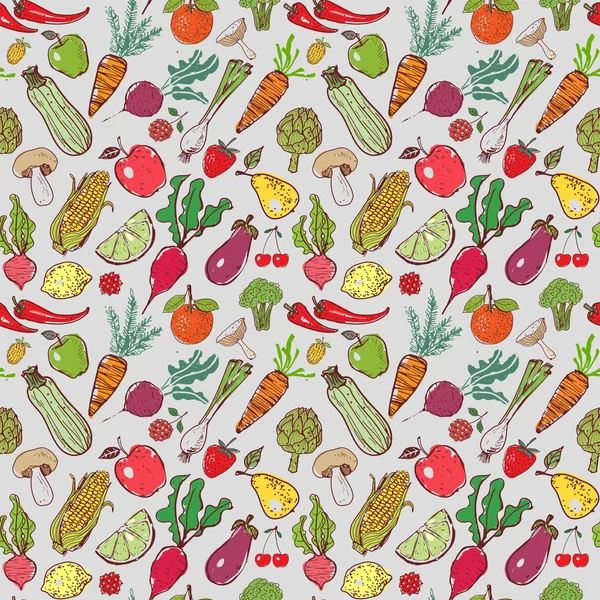 Légumes et fruits Modèle sans couture — Image vectorielle