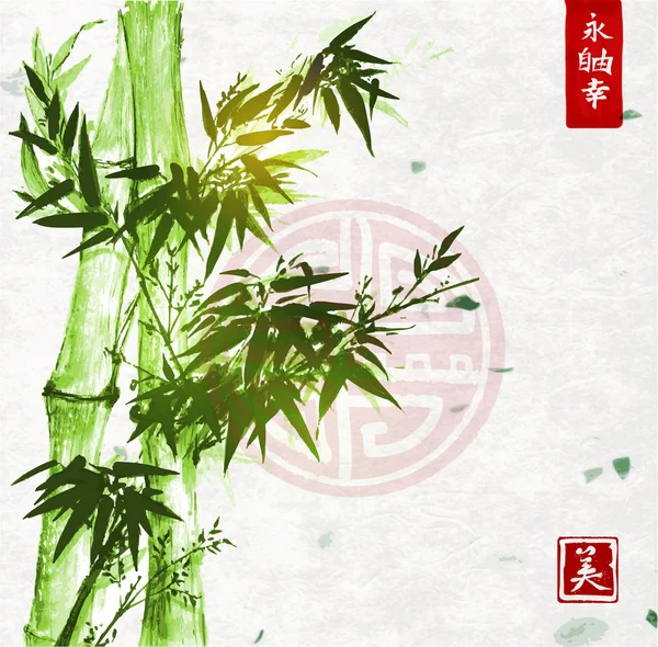 Albero di bambù in stile pittura giapponese — Vettoriale Stock