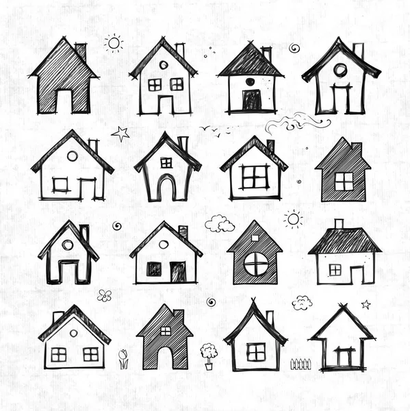 Bocetos de diferentes casas — Vector de stock