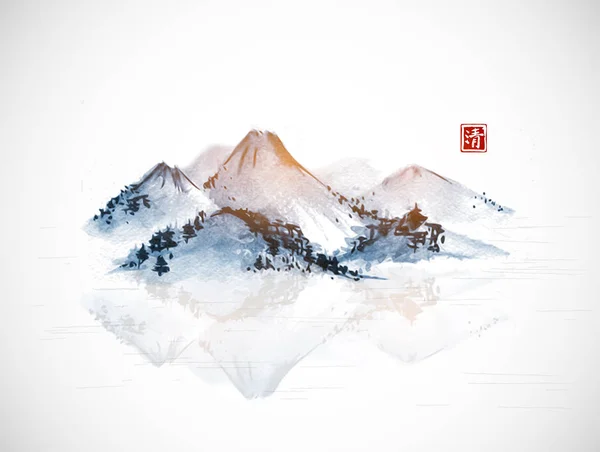 Oriental mountain landscape — Stock Vector