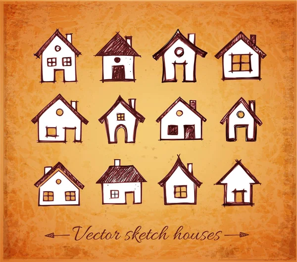 Skizze von Häusern auf historischem Hintergrund. — Stockvektor
