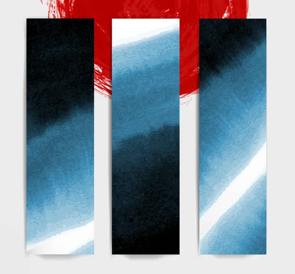 Banners con lavado abstracto de tinta azul — Vector de stock