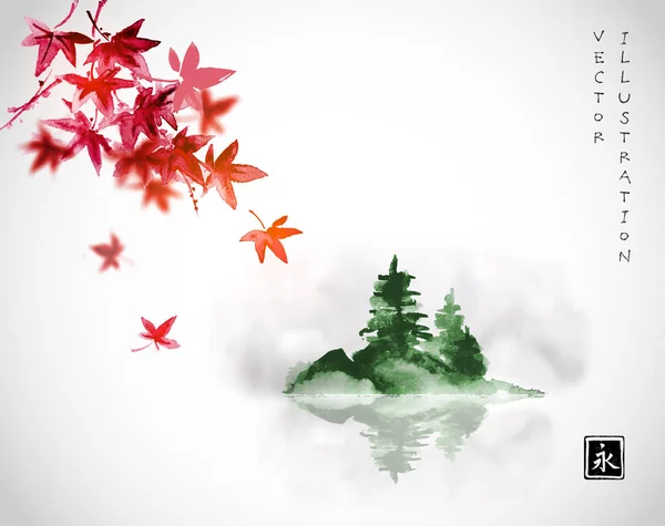 Red japanese maple leaves Vector Graphics