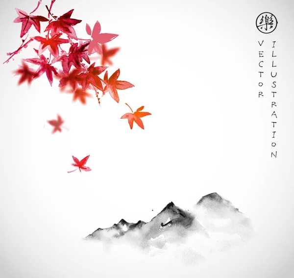 Red japanese maple leaves Stock Vector