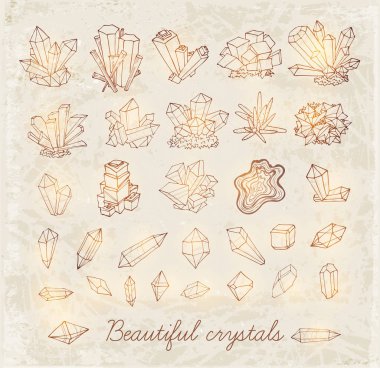 Antika arka plan üzerinde kristalleri