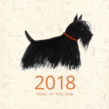 Köpek elle mürekkeple çizilmiş