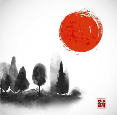 Orman ağaçları ile Dağları