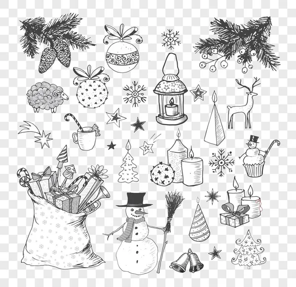 Elementi di Natale Doodle . — Vettoriale Stock