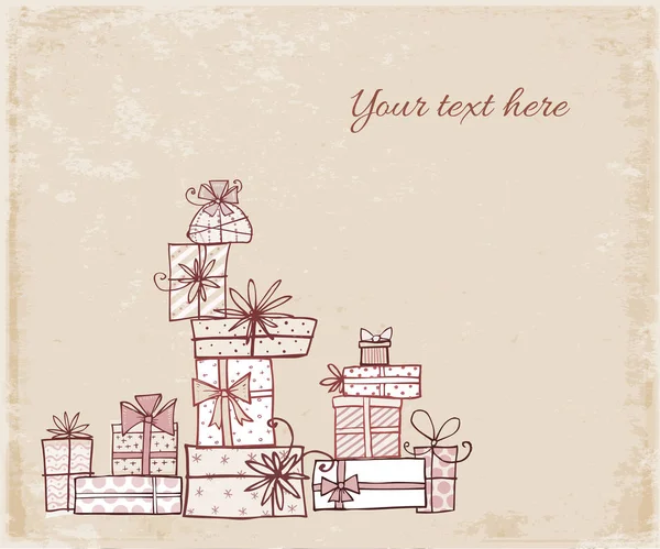 Coffrets Cadeaux Noël Doodle Illustration Vectorielle — Image vectorielle