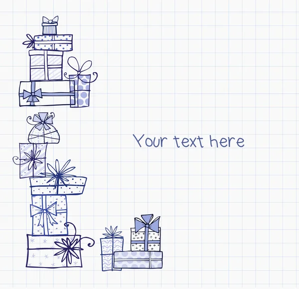 Doodle Cajas Regalo Navidad Ilustración Vectores — Vector de stock