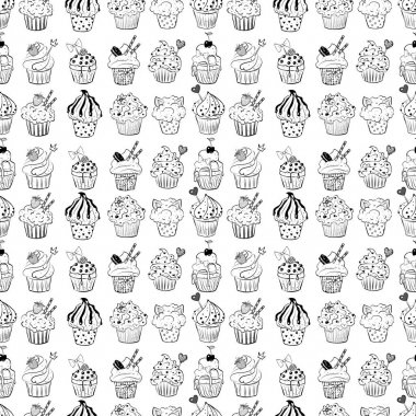 Doodle kroki kekler beyaz arka planda kesintisiz arka plan